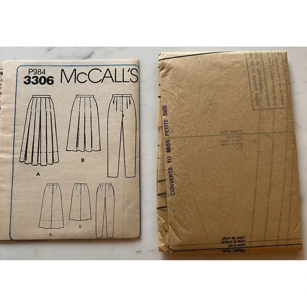 McCall's 3306 Front Pleated Skirt & Pants Sz 12-16‎ UNCUT Pattern Business Pro